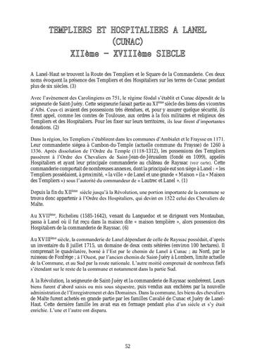 Templiers et hospitaliers    lanel cunac