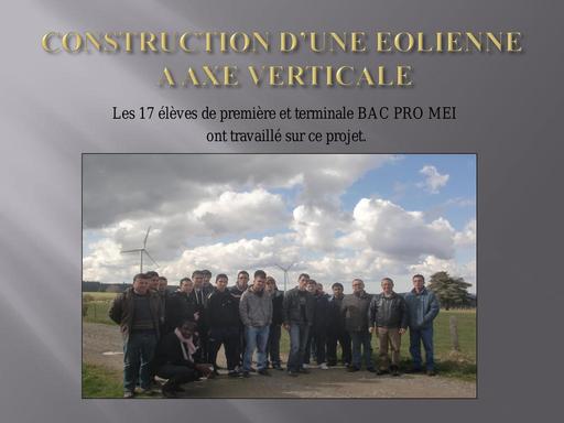 CONSTRUCTION DUNE EOLIENNE