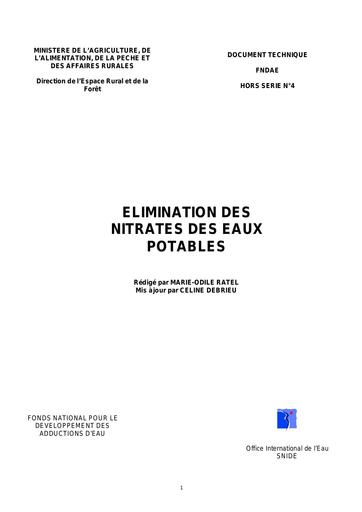 Fndae   HS 4 bis   elimination des nitrates des eaux potables