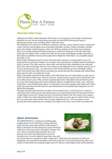 Alternative root crops