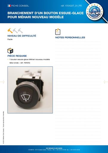 Branchement bouton essuie glace nouveau modele 2 2cv
