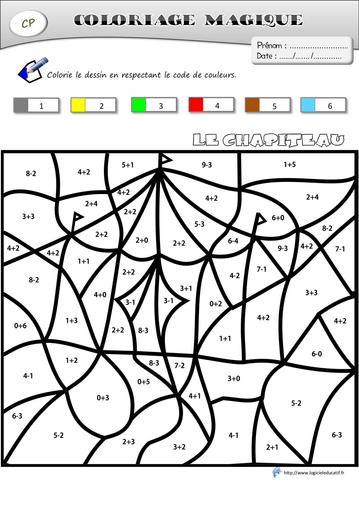 Coloriage magique chapiteau cirque cp