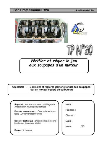 Tp n 20 reglage jeu soupapes