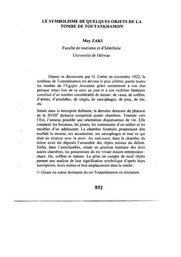 Symbolisme objets tombe Toutankhamon