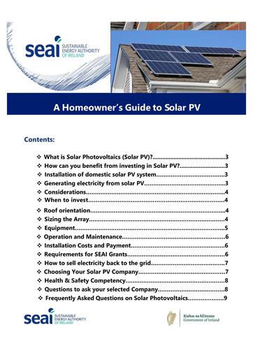 Homeowners Guide To Solar PV ireland