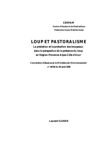 Loup et pastoralisme