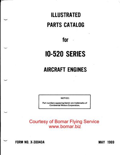 Continental IO 520 Parts Catalogue 1969