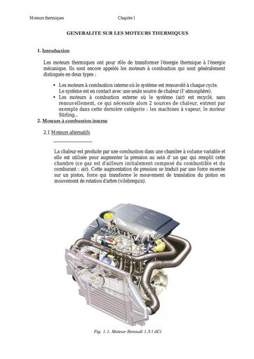 GENERALITES SUR LES MOTEURS THERMIQUES