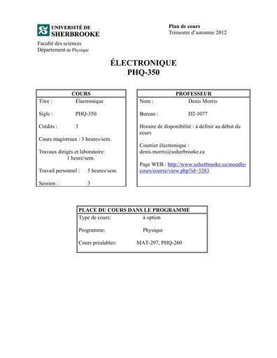 PlanCours electronique sherbrooke