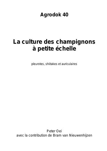 Agrodok   40   La culture des champignons a petite echelle   1