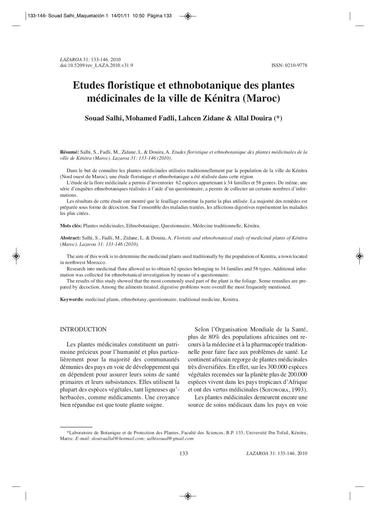 Plantes medicinales kenitra