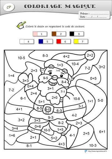 Coloriages magiques pere noel cp