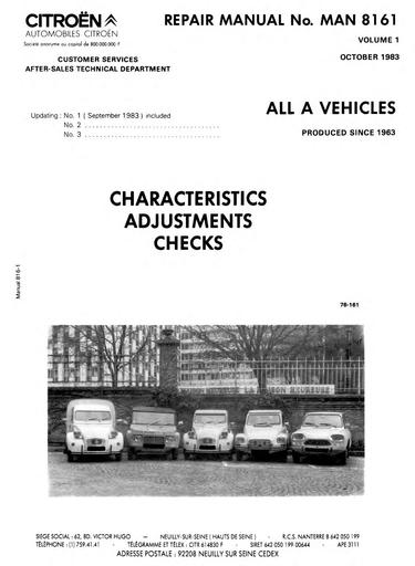 Citroen 2CV Repair Manual No  8161 GB