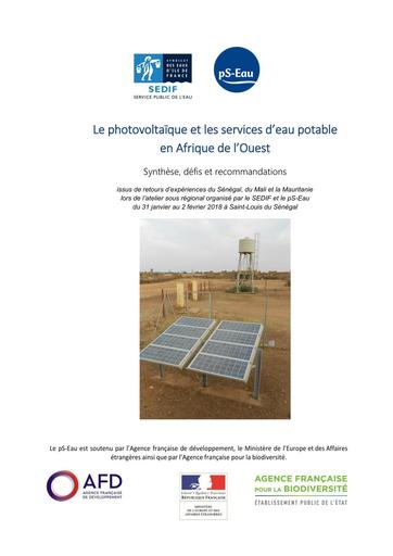 Ps eau le photovoltaique et les services d eau potable en afrique de l ouest compte rendu atelier SEDIF janv2018