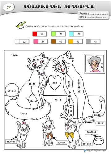 Coloriages magiques aristochats cp