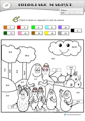 Coloriages magiques barbapapa cp