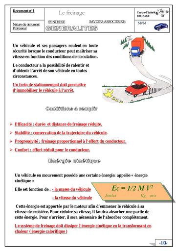 Cours auto freinage