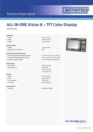 MOTORTECH Technical Data Sheet AIO Vision 8 01 33 004 EN 2015 04