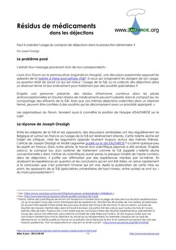 Article residus medicaments TLB fr