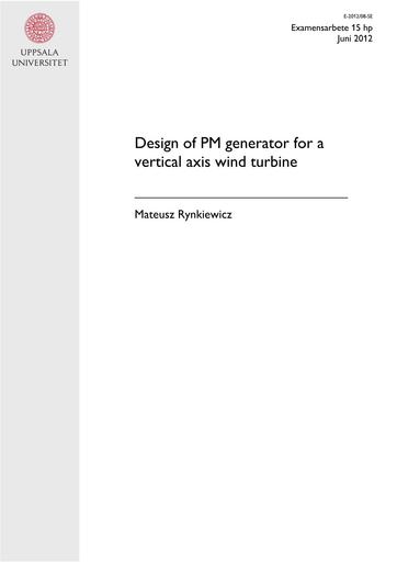 Design of PM generator for a