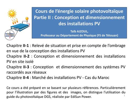 Chapitre II 1 conception PV