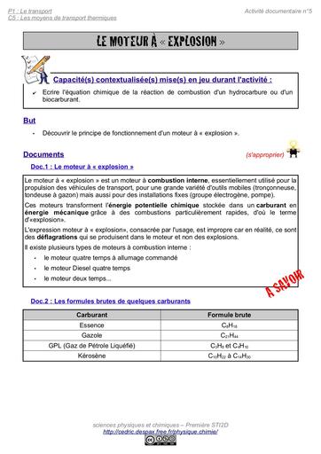 Cours le moteur a explosion