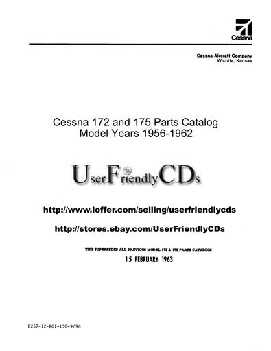 Cessna 172 & 175 Parts Catalog (1956 1962)