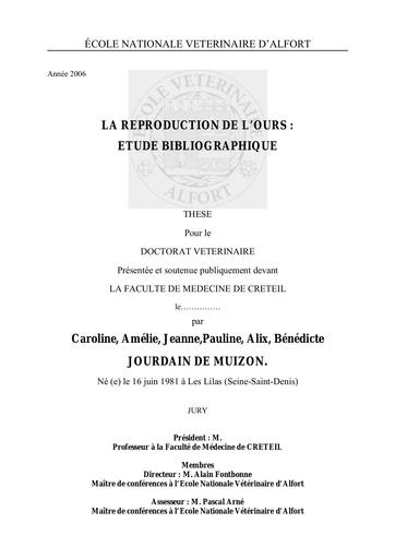 Reproduction de l ours