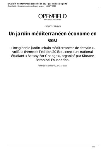 Un jardin mediterraneen econome en eau