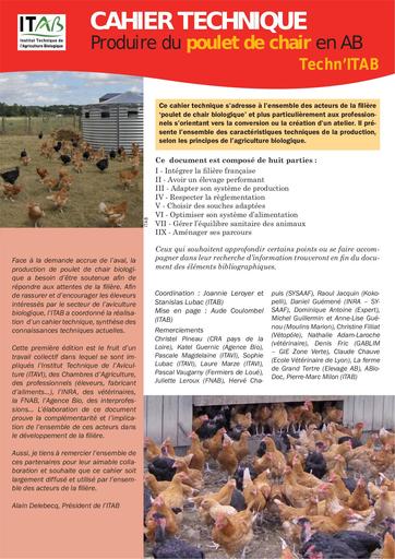 Cahier 10 produire poulets de chair ab ITAB