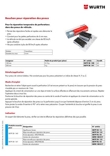Reparation pneu temporaire wurth