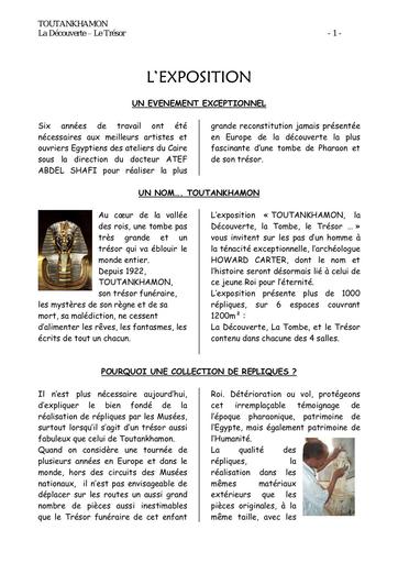 TOUTANKHAMON Dossier de presse