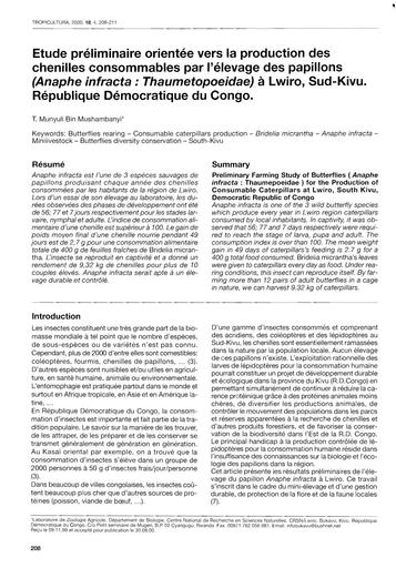 Elevage chenilles consommables sud kivu