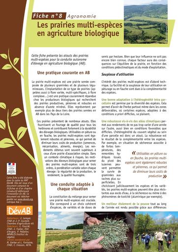 Agronomie Fiche 8 Les prairies multi espèces MD