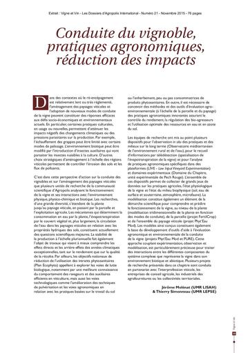 Agropolis 21   vigne et vin conduite vignoble partiques agronomiques reduction impacts