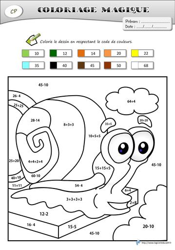 Coloriages magiques bob l escargot cp