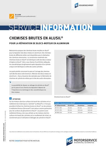 Chemises brutes en Alusil pour la réparation de blocs moteur en aluminium 691194