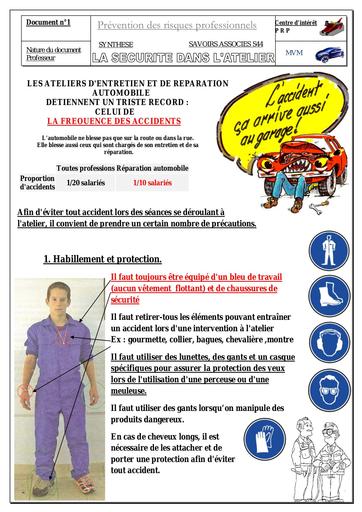 Cours auto securite atelier