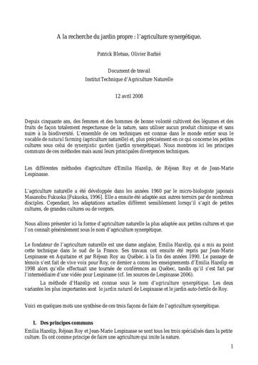 Itan a la recherche du jardin propre l agriculture synergetique avril2008