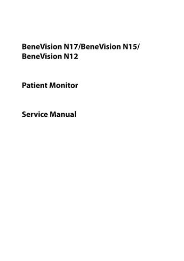 Benevision N15 Mindray Service manual