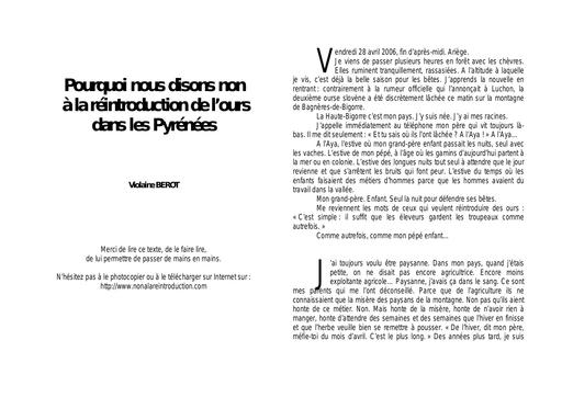 Reintroduction ours a lire