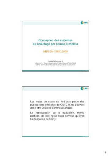 Cstc conception de chauffage par PAC