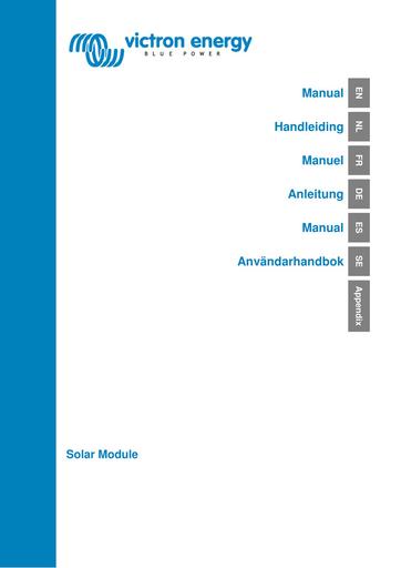 Victron Installation Manual BlueSolar Panels EN NL FR DE ES SE