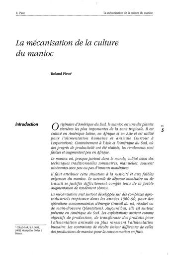 La mécanisation de la culture du manioc