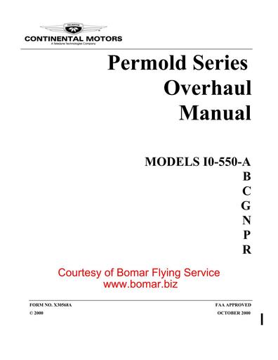 Continental IO 550 abcgnpr Overhaul Manual 2000