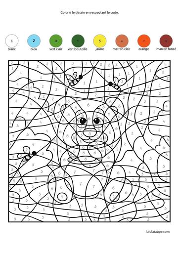 Coloriage code ourson chiffres