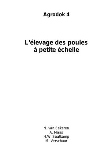 Agrodok 4 L'élevage des poules a petite echelle