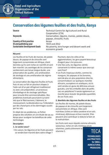 Conservation legumes et fruits   kenya