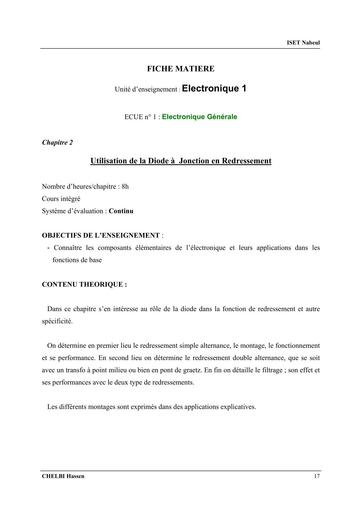 Chapitre 2 utilisation de la diode a jonction en redressement