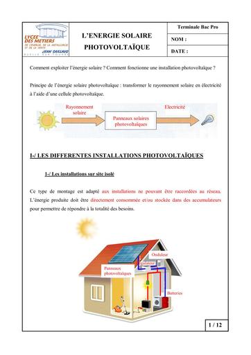 Energie solaire photovoltaique